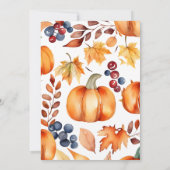 小さなかぼちゃのベイビーシャワー 秋の落ち葉のリース 招待状 (裏面)