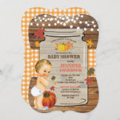 小さなかぼちゃのベビーシャワーの招待素朴秋 招待状 (正面/裏面)