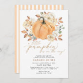 小さなかぼちゃのベビーシャワー招待状秋 招待状 (正面/裏面)