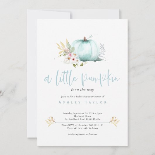 小さなかぼちゃのベビーシャワー招待状 招待状 (正面)