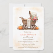 小さなかぼちゃのベビー車の赤ちゃんシャワー 招待状 (正面)