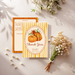 小さなかぼちゃのレトロなベイビーシャワーの感謝カード 招待状