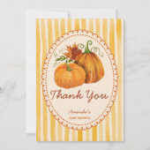 小さなかぼちゃのレトロなベイビーシャワー感謝カード 招待状 (正面)