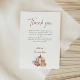 小さなかぼちゃのヴィンテージフローラかぼちゃテディベア サンキューカード