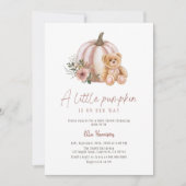 小さなかぼちゃのヴィンテージフローラかぼちゃテディベア 招待状 (正面)