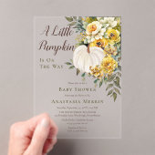小さなかぼちゃの収穫金ゴールドフローラベビーシャワー アクリル招待状 (インサイチュ (ポータブル))