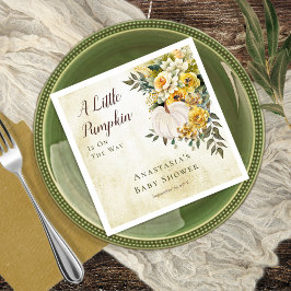 小さなかぼちゃの収穫金ゴールドフローラベビーシャワー スタンダードカクテルナプキン