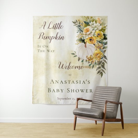 小さなかぼちゃの収穫金ゴールドフローラベビーシャワー タペストリー (インサイチュ)