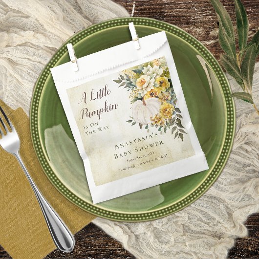 小さなかぼちゃの収穫金ゴールドフローラベビーシャワー フェイバーバッグ