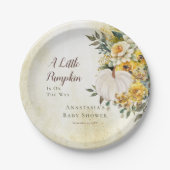 小さなかぼちゃの収穫金ゴールドフローラベビーシャワー ペーパープレート (正面)