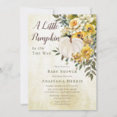 小さなかぼちゃの収穫金ゴールドフローラベビーシャワー 招待状 (正面)