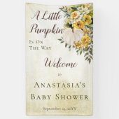 小さなかぼちゃの収穫金ゴールドフローラベビーシャワー 横断幕 (縦)