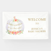 小さなかぼちゃの女の子の秋の赤ちゃんシャワー 横断幕 (横)