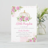 小さなかぼちゃの女の子の赤ちゃんシャワー招待状 招待状 (スタンド正面)