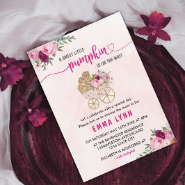 小さなかぼちゃの女の子の赤ちゃんシャワー招待状 招待状