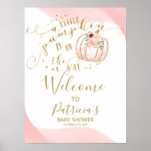 小さなかぼちゃの女の子の赤ちゃんシャワー歓迎サイン ポスター (正面)