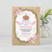 小さなかぼちゃの女の子シャワーの招待のバーラップ 招待状 (スタンド正面)