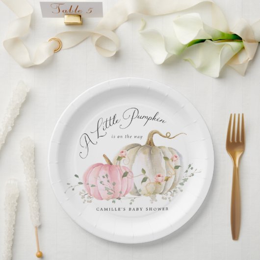 小さなかぼちゃの女の子ベビーシャワー紙プレート ペーパープレート (ウェディング)