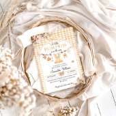 小さなかぼちゃの女の子モダン秋赤ちゃんシャワー 招待状