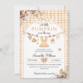 小さなかぼちゃの女の子モダン秋赤ちゃんシャワー 招待状 (正面)