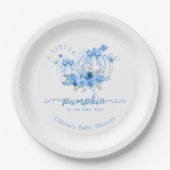 小さなかぼちゃの弓の男の子の赤ちゃんシャワー ペーパープレート (正面)