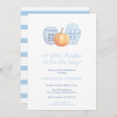 小さなかぼちゃの彼の方法秋男の子のための赤ちゃんシャワー 招待状 (正面/裏面)