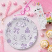 小さなかぼちゃの手描き紫の赤ちゃんシャワー ペーパープレート (パーティー)