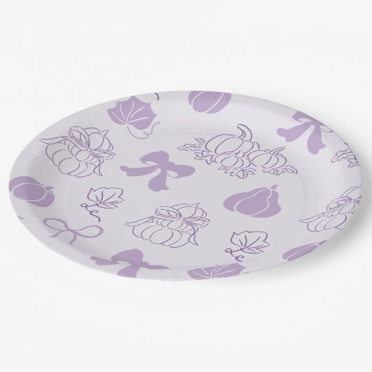 小さなかぼちゃの手描き紫の赤ちゃんシャワー ペーパープレート (アングル)