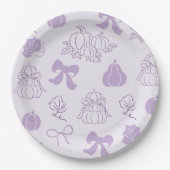 小さなかぼちゃの手描き紫の赤ちゃんシャワー ペーパープレート (正面)