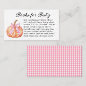 小さなかぼちゃの方法ピンクの弓ベビーシャワー エンクロージャーカード (正面/裏面)