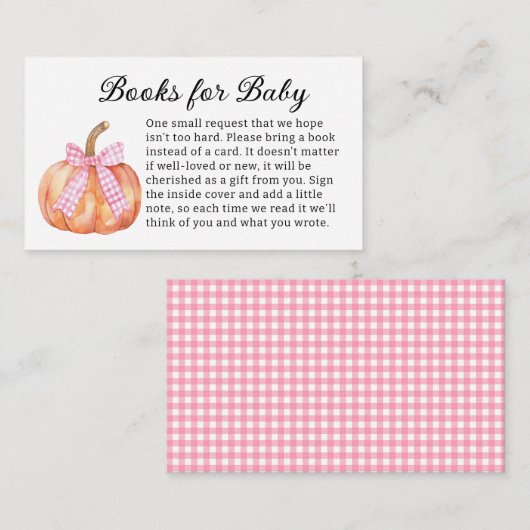小さなかぼちゃの方法ピンクの弓ベビーシャワー エンクロージャーカード (正面/裏面)