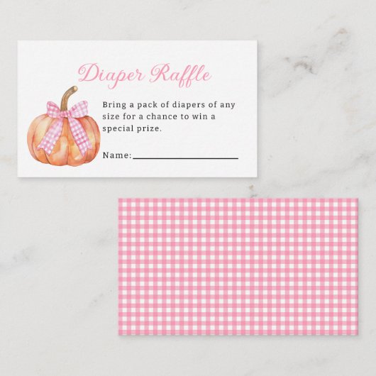 小さなかぼちゃの方法ピンクの弓ベビーシャワー エンクロージャーカード (正面/裏面)