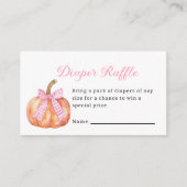 小さなかぼちゃの方法ピンクの弓ベビーシャワー エンクロージャーカード (正面)