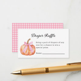 小さなかぼちゃの方法ピンクの弓ベビーシャワー エンクロージャーカード