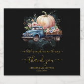 小さなかぼちゃの水の色のトラックの赤ちゃんシャワー スパークリングワインラベル (シングルラベル)