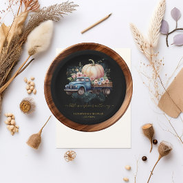 小さなかぼちゃの水の色のトラックの赤ちゃんシャワー ペーパープレート