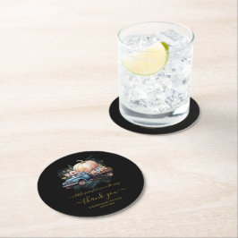 小さなかぼちゃの水の色のトラックの赤ちゃんシャワー ラウンドペーパーコースター