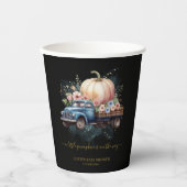 小さなかぼちゃの水の色のトラックの赤ちゃんシャワー 紙コップ (正面)