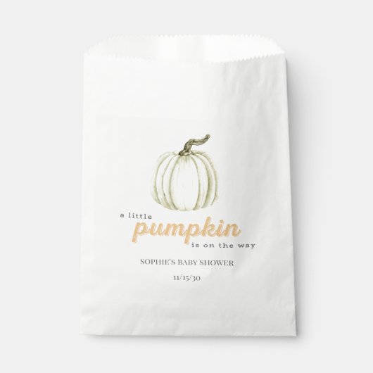小さなかぼちゃの水の色の赤ちゃんシャワー フェイバーバッグ (正面)