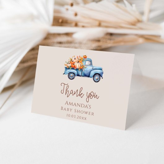 小さなかぼちゃの男の子のシャワー サンキューカード