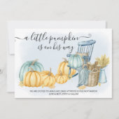 小さなかぼちゃの男の子素朴秋妊娠 案内状 (正面)