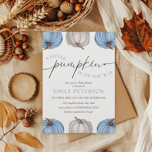 小さなかぼちゃの男の子| フォールベイビーシャワー 招待状