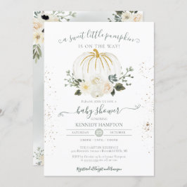 小さなかぼちゃの男女兼用秋の赤ちゃんシャワー 招待状