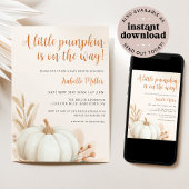 小さなかぼちゃの男女兼用秋の赤ちゃんシャワー 招待状