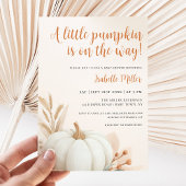 小さなかぼちゃの男女兼用秋の赤ちゃんシャワー 招待状