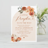 小さなかぼちゃの秋かわいい赤ちゃんシャワー招待状 招待状 (スタンド正面)