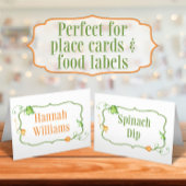 小さなかぼちゃの秋のおとぎ話の食品ラベルテント プレイスカード