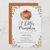 小さなかぼちゃの秋のフローラ赤ちゃんシャワー 招待状 (正面/裏面)