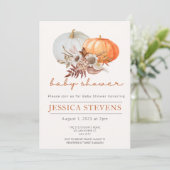 小さなかぼちゃの秋のベイビーシャワー　男女どちらでも 招待状 (スタンド正面)