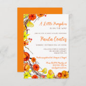 小さなかぼちゃの秋のリース赤ちゃんシャワー 招待状 (正面/裏面)